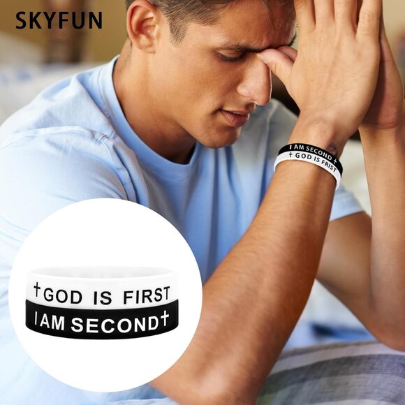 Comfortable & Stylish 12mm 'God is First' Bracelet - Perfect for Any Look - Picture 3 of 7